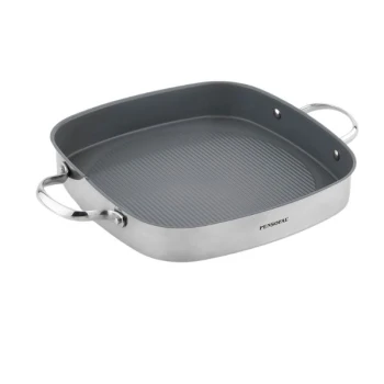 Edelstahl Grillpfanne mit Keramikoberfläche New Era 28x28 auch für Induktion